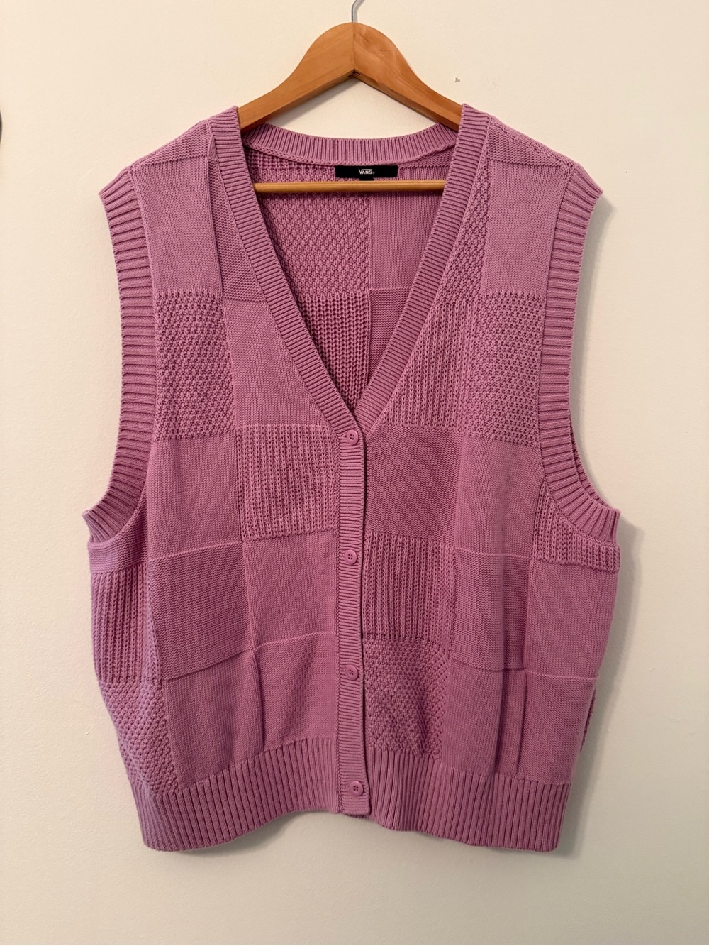 Vans Lavender Patchwork Knit Button-Front Vest